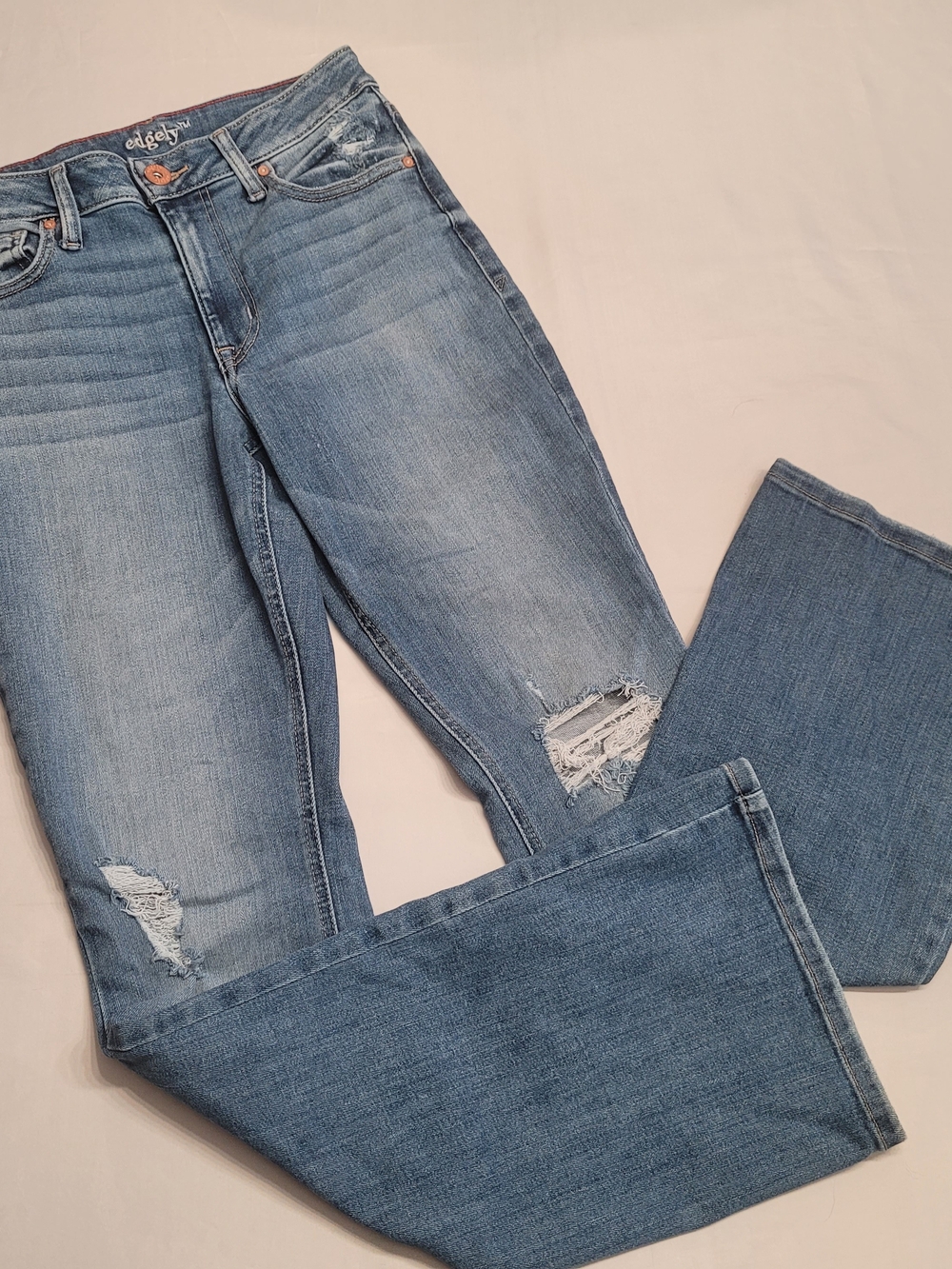 Edgely Nightlife Flare Distressed Jeans Size 8 Long Y2K